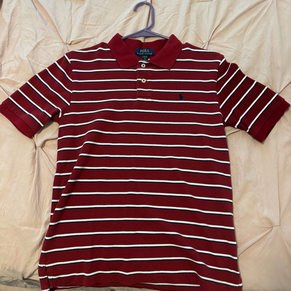 Kids Polo by Ralph Lauren Red and White Nautical Striped Polo